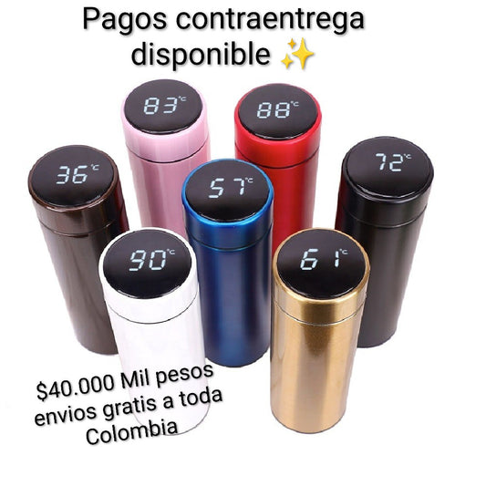 ♨️ Termo Inteligente Acero Inoxidable con Indicador de Temperatura LED